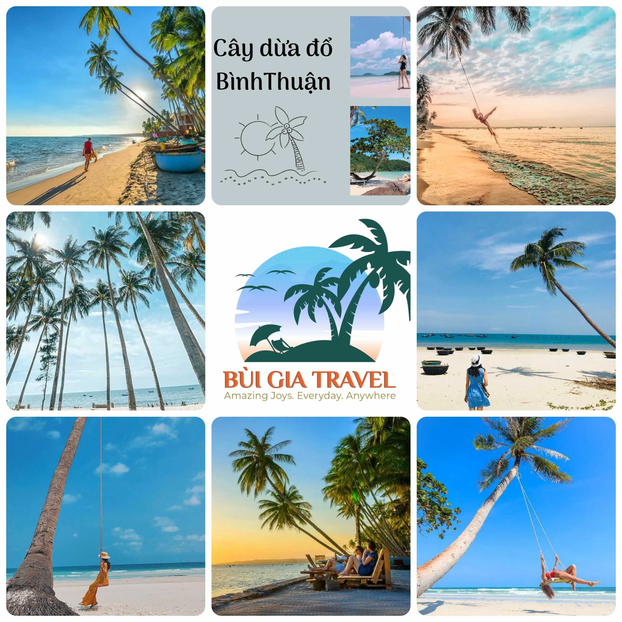 Check-in cây Dừa nghiêng huyền thoại tại bãi rạng Mũi Né