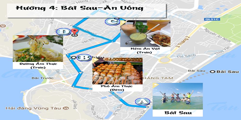 Bản đồ thăm quan Vũng Tàu - Khu Vực ăn uống Bãi sau