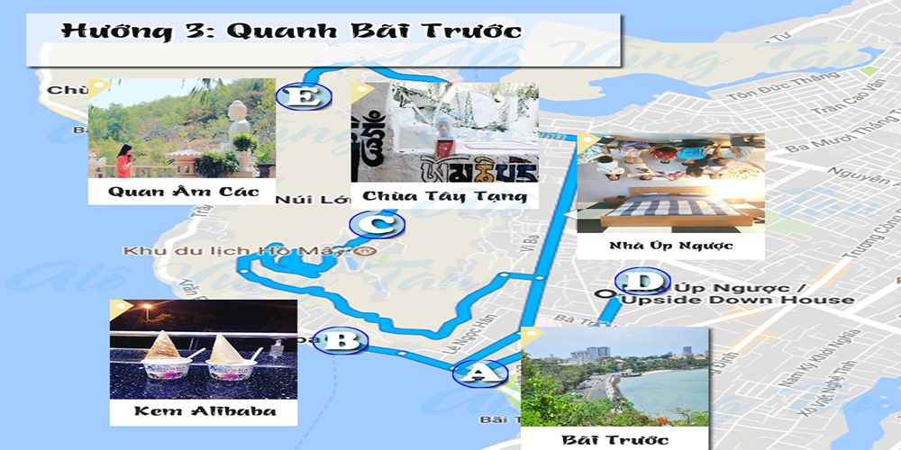Bản đồ thăm quan Vũng Tàu - Hướng tiếp tục khu vực bãi trước