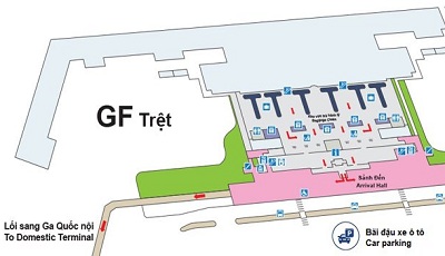 Sơ đồ đi đến nhà ga Quốc Nội & Quốc Tế Sân bay Tân Sơn Nhất