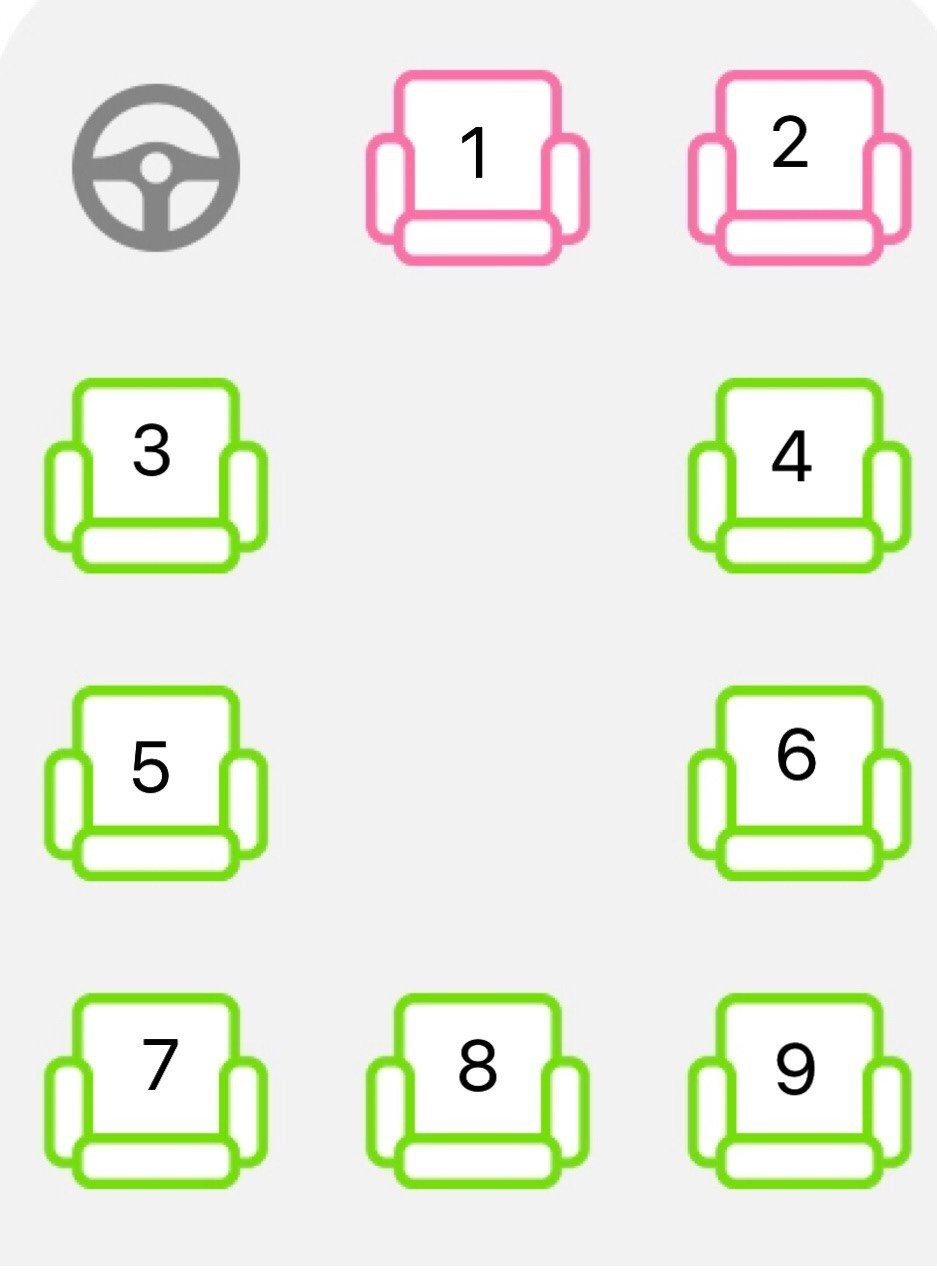 Sơ đồ vị trí ghế ngồi xe đi Apec Mũi Né