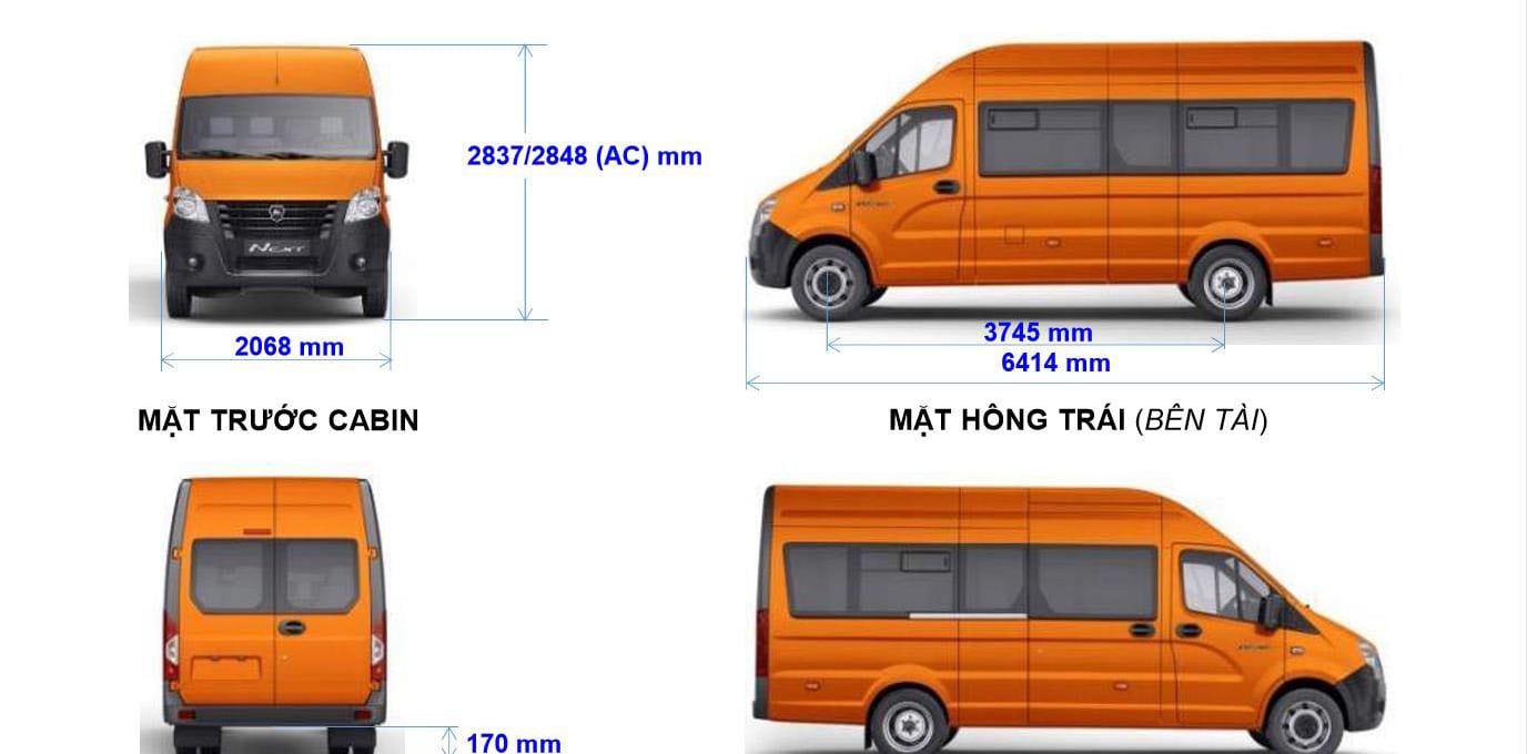 Ngoại hình xe 16 chỗ Gazelle