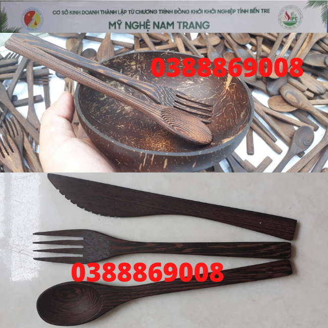 Ebony fork knife - coconut bowl Ebony fork knife - coconut bowl