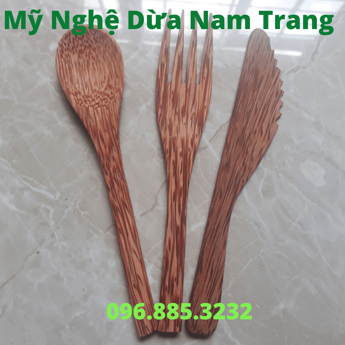 Muỗng nĩa dao gỗ dừa có răng Muỗng nĩa dao gỗ dừa có răng