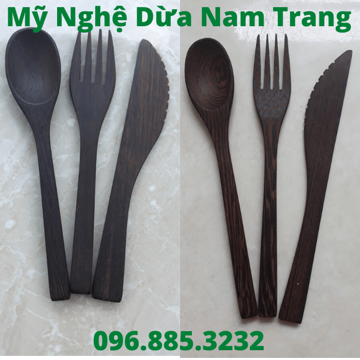 Muỗng thìa nĩa dao gỗ mun 16cm 19cm Muỗng thìa nĩa dao gỗ mun 16cm 19cm