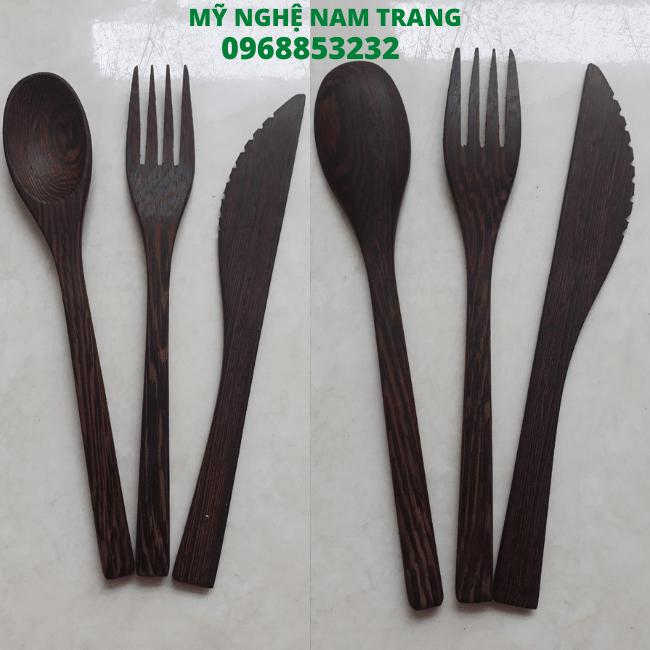 Muỗng nĩa dao gỗ mun 19cm giá tốt Muỗng nĩa dao gỗ mun 19cm giá tốt