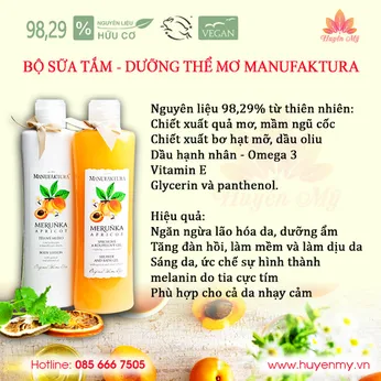 Bộ Sữa Tắm Sữa Dưỡng Thể Trắng Da Quả Mơ Manufaktura