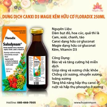 Dung Dịch Trái Cây Hữu Cơ Kẽm Magie Canxi Cho Trẻ Floradix 250ml