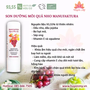 Son Dưỡng Môi Hữu Cơ Nho Manufaktura