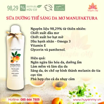 Sữa Dưỡng Thể Trắng Da Mơ Manufaktura 215ml