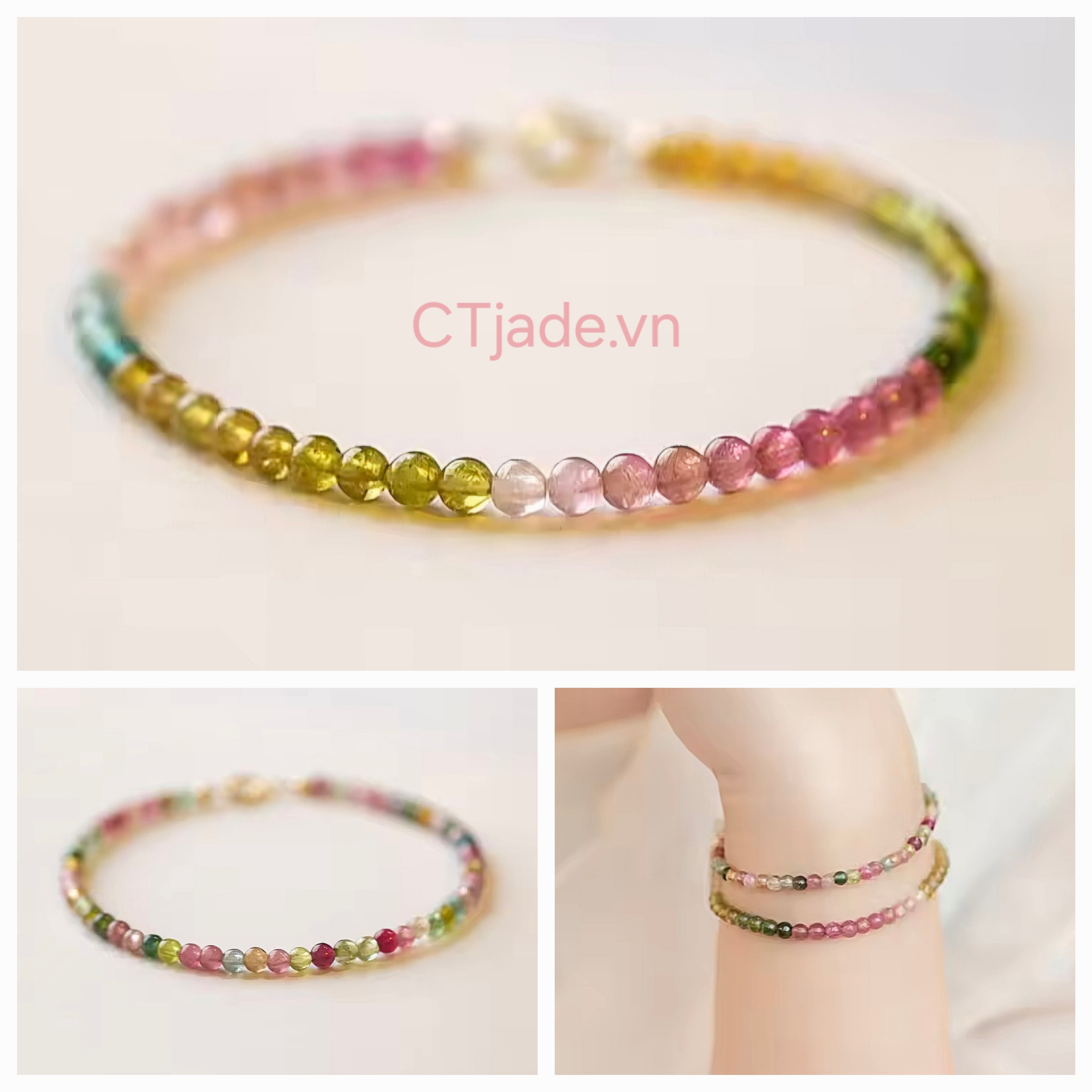 Mẫu vòng tay đá Tourmaline phổ biến Mẫu vòng tay đá Tourmaline phổ biến