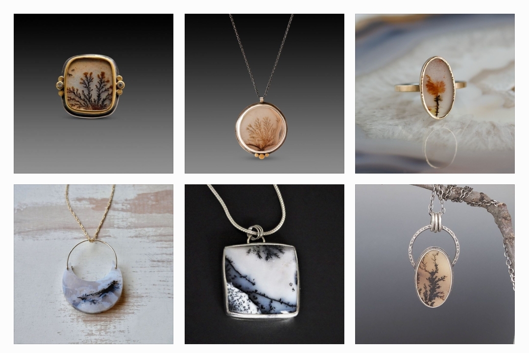 Trang sức chế tác từ đá Dendritic Agate thiên nhiên Trang sức chế tác từ đá Dendritic Agate thiên nhiên