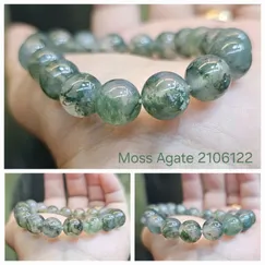 WB 2106122 | Vòng tay cao cấp Ngọc Thủy Tảo CTjade,, đá Moss Agate thiên nhiên.