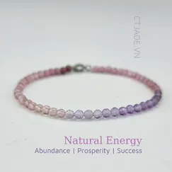 22061611 Vòng tay trang sức may mắn đá thạch anh tím và Tourmaline thiên nhiên CTjade