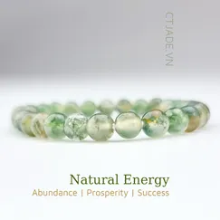 Mẫu 22060647 Vòng tay cao cấp may mắn đá Moss agate thiên nhiên CTjade