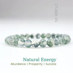 Mẫu 22060648 Vòng tay may mắn đá Moss agate thiên nhiên CTjade