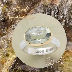 Mẫu Nhẫn Bạc Si Vàng Trắng Đá Aquamarine 20082605 | Trang sức cao cấp đá thiên nhiên CTjade