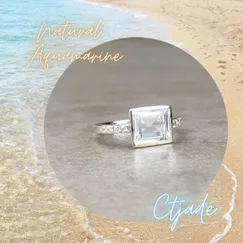 Mẫu Nhẫn Bạc Si Vàng Trắng Đá Aquamarine 20082601 | Trang sức cao cấp đá thiên nhiên CTjade