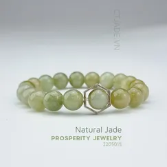 Mẫu 2205015  Vòng tay trang sức ngọc Cẩm thạch Olive thiên nhiên CTjade