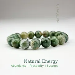 Mẫu 22060620 Vòng tay may mắn đá Moss agate thiên nhiên CTjade
