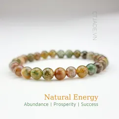 Mẫu 22061402 Vòng tay may mắn đá Moss agate thiên nhiên CTjade