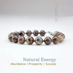 Mẫu 220619 Vòng tay hộ mệnh đá Gỗ hóa thạch thiên nhiên CTjade