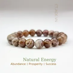 Mẫu 220601 Vòng tay hộ mệnh đá Gỗ hóa thạch thiên nhiên CTjade