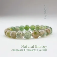 Mẫu 2206204 Vòng tay may mắn đá Moss agate thiên nhiên CTjade