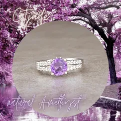 Mẫu 20081208 Nhẫn Bạc Si Vàng Trắng Đá Amethyst | Trang sức đá phong thủy CTjade
