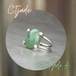 Nhẫn Bạc Si Vàng Trắng Đá Natural Jade A 20080938 | Trang sức cao cấp đá thiên nhiên CTjade