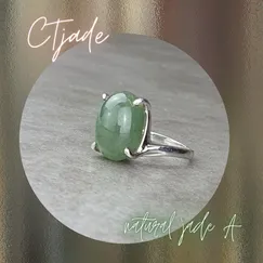 Nhẫn Bạc Si Vàng Trắng Đá Natural Jade A 20080935 | Trang sức cao cấp đá thiên nhiên CTjade