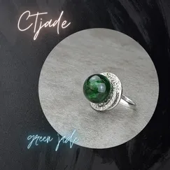 Nhẫn Bạc Si Vàng Trắng Đá Green Jade 20080939 | Trang sức cao cấp đá thiên nhiên CTjade