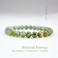 Mẫu 22061407 Vòng tay phong thủy may mắn đá Moss agate thiên nhiên CTjade