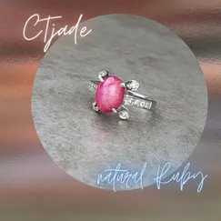 Nhẫn Bạc Si Vàng Trắng Đá Natural Ruby 20080941 | Trang sức cao cấp đá thiên nhiên CTjade