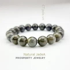 Mẫu 2205048 Vòng tay phong thủy hắc ngọc thạch thiên nhiên CTjade, vòng tay cẩm thạch đen