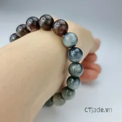 C2107113 | Trang Sức Phong Thủy CTjade | Vòng Tay Đá Mắt Ó Phối Gỗ Hóa Thạch Tuyệt Đẹp