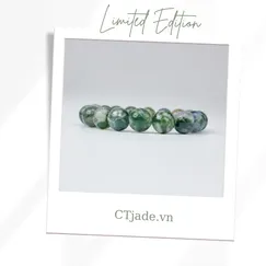 L2109295 Trang sức phong thủy hộ mệnh vòng tay Băng ngọc Thủy tảo Moss Agate thiên nhiên CTjade