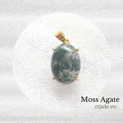 Mẫu 202204143 Mặt dây chuyền đá Moss Agate - Băng Ngọc Thủy Tảo thiên nhiên  | Trang sức cao cấp đá thiên nhiên CTjade