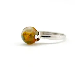 Mẫu 2212231 Trang sức phong thủy hộ mệnh, nhẫn bạc mặt đá Moss Agate thiên nhiên