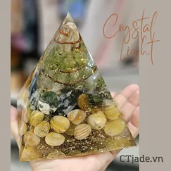 Mẫu P230810 Orgonite Kim tự tháp phong thủy, kim tự tháp năng lượng Crystal Light | CTjade