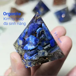231002 Kim tự tháp orgonite đổ đá Lapis thiên nhiên cạnh 35mm