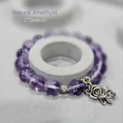 Mẫu 2409183 Vòng tay trang sức may mắn đá thạch anh tím thiên nhiên Amethyst CTjade