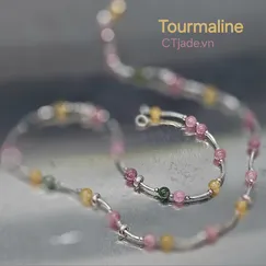 2410282 Trang Sức Vòng cổ đá Tourmaline phối phụ kiện bạcCTjade, phiên bản giới hạn