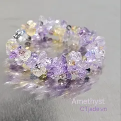 241111 Vòng tay đá Ametrine thiên nhiên cao cấp phối với pha lê lung linh rất đẹp, CTjade.vn