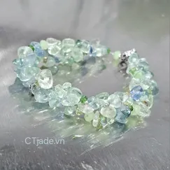 2411115 Vòng tay đá Fluorite thiên nhiên cao cấp phối với pha lê lung linh rất đẹp, CTjade.vn