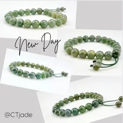 Mẫu 2207161 Chuỗi đá cầu nguyện, niệm kinh Chú Đại Bi, đá thiên nhiên Green Jasper CTjade.vn