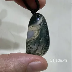 2310105 Trang sức cao cấp đá thiên nhiên, mặt dây chuyền đá Mã não rêu, dòng một phiên bản.
