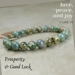 Mẫu 2004063 Trang sức phong thủy hộ mệnh | Vòng chuỗi tay đá thiên nhiên Moss Agate |  CTjade phiên bản giới hạn