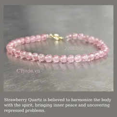 Mẫu 2206289 Vòng tay đá thạch anh Dâu, trang sức phong thủy đá thiên nhiên CTjade