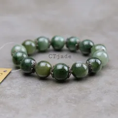 Trang Sức Phong Thủy Hộ Mệnh Bình An 2011082 | Vòng Tay Đá Cẩm Thạch Thiên Nhiên 14ly | CTjade